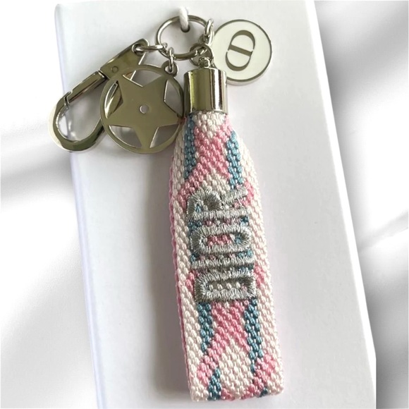 Dior Woven Pink and Blue Key Holder - Picture 5 of 5